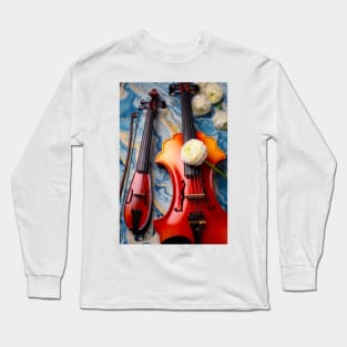 Pocket Violin With Baroque Violine And Flowers Long Sleeve T-Shirt